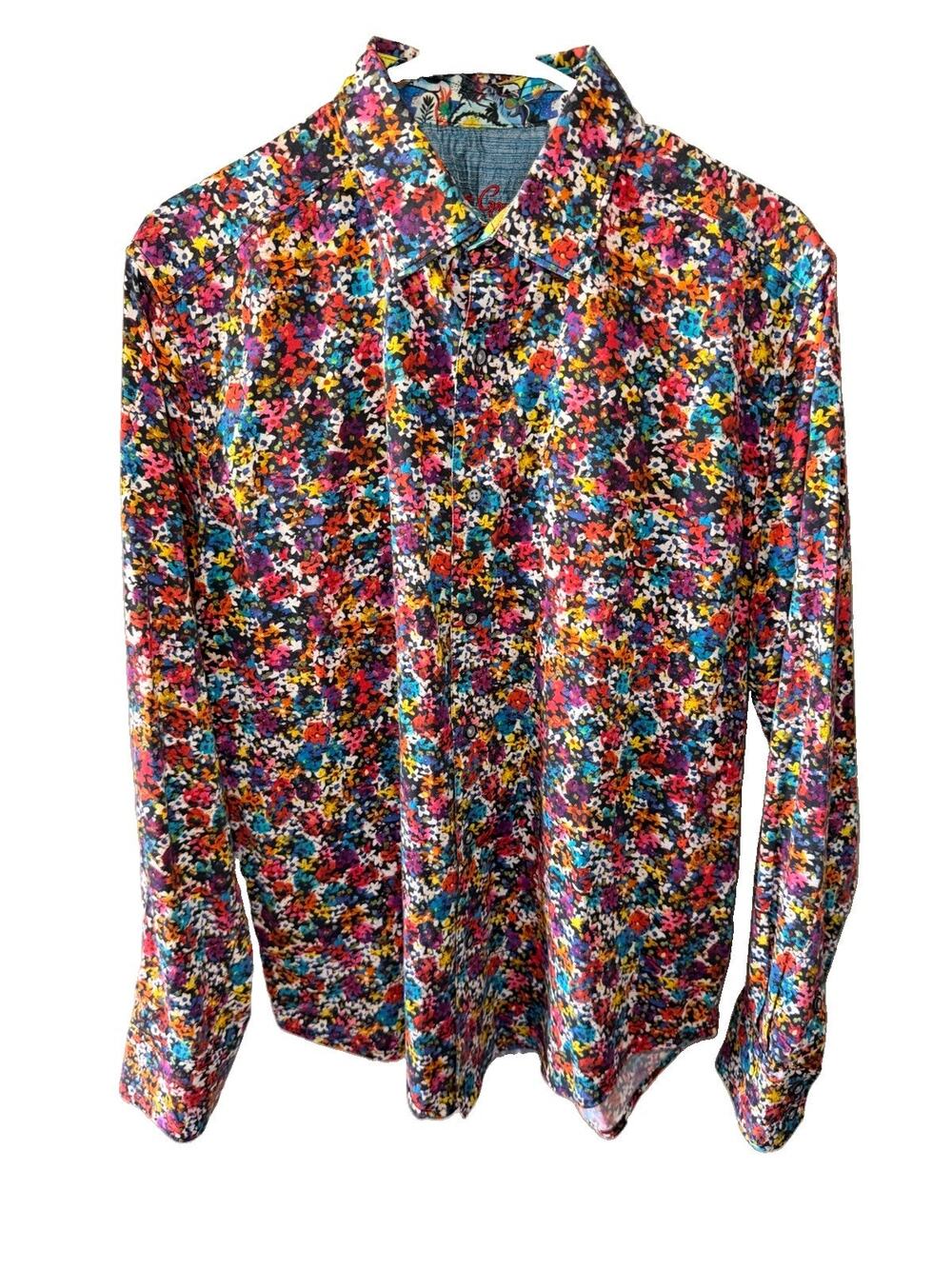 Robert Graham Mens Classic Fit Floral Button Down Shirt L Multi Color Long Sleev